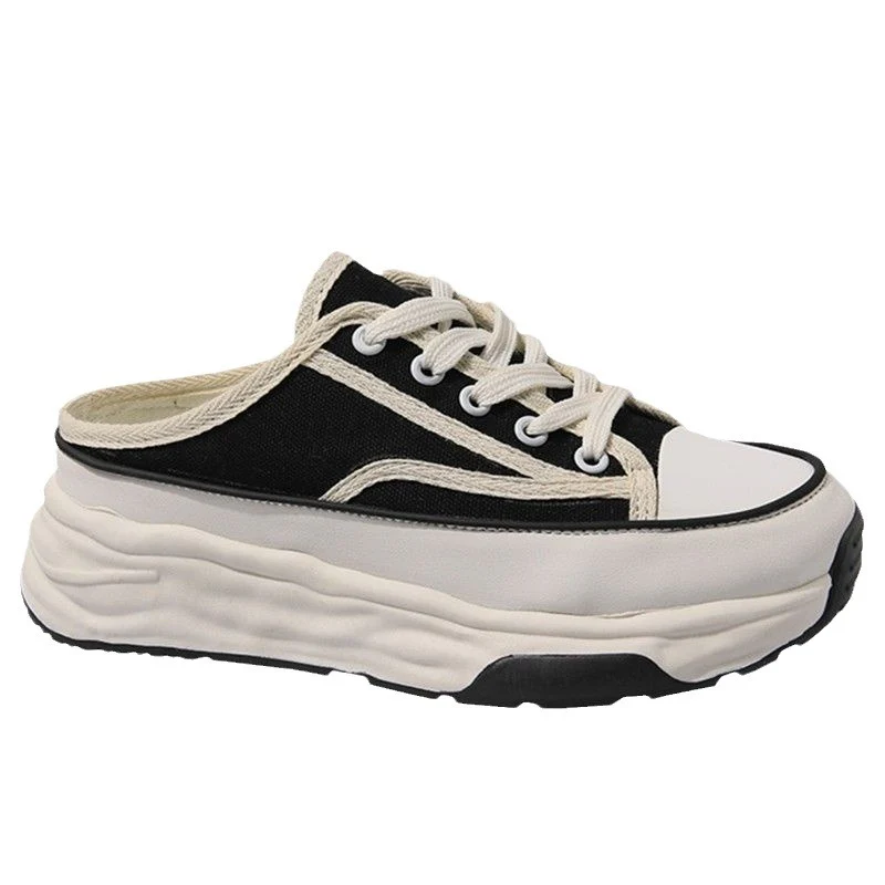Damen lässige Stoff-Sneaker mit dickem Plateau und kontrastierenden Streifen Heidi Mode - Image 5