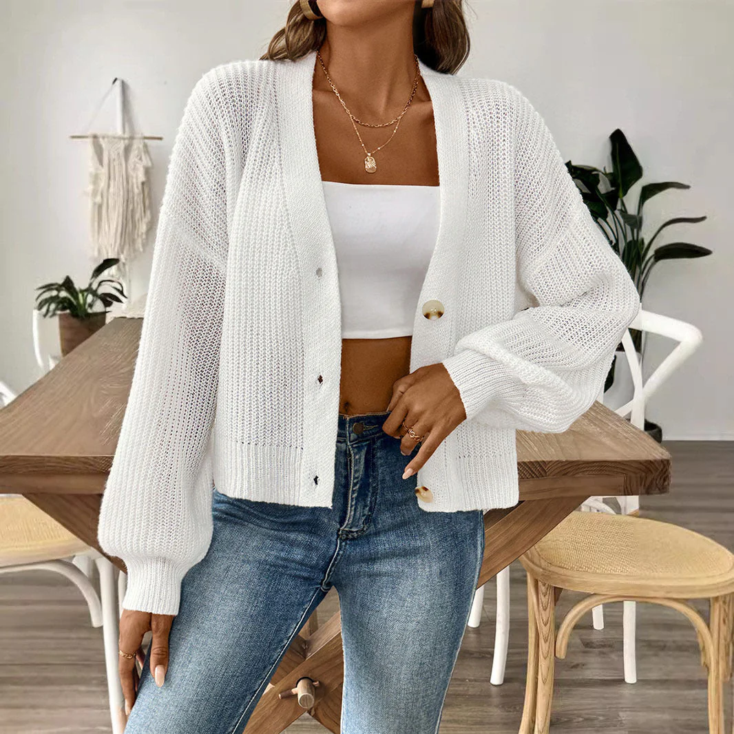 Damen Lässige Strickjacke mit Eleganter Knopfleiste und Weitem Schnitt Heidi-Mode - Image 6