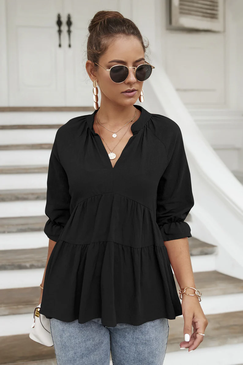 Damen lässige Tunika mit voluminösen Rüschen Heidi-Mode - Image 6