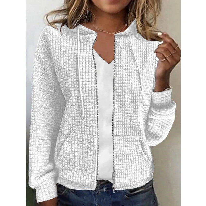 Damen Lässige und Strukturierte Kapuzenjacke mit Reißverschluss Heidi-Mode - Image 6