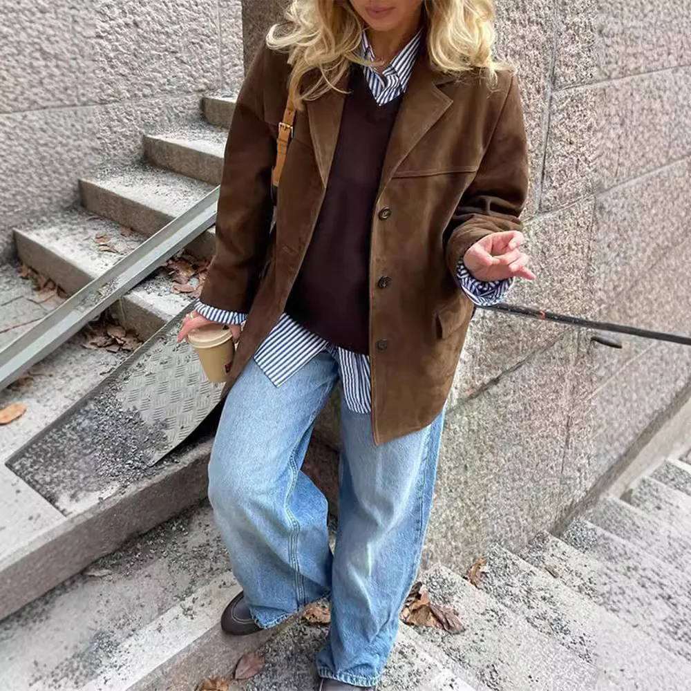 Damen lässige Wildlederjacke mit oversized Schnitt Heidi-Mode - Image 4