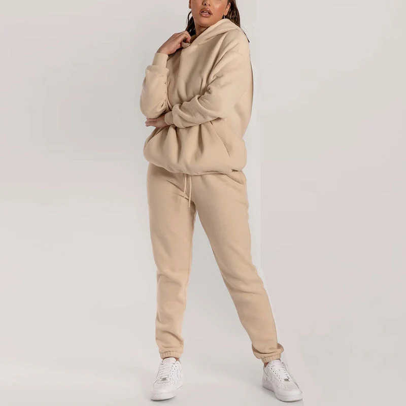 Damen Lässiger Hoodie-Trainingsanzug mit Praktischen Taschen und Elastischem Bund Heidi-Mode - Image 6
