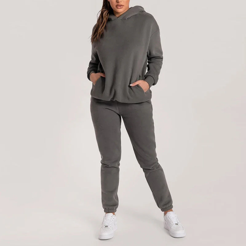 Damen Lässiger Hoodie-Trainingsanzug mit Praktischen Taschen und Elastischem Bund Heidi-Mode - Image 7