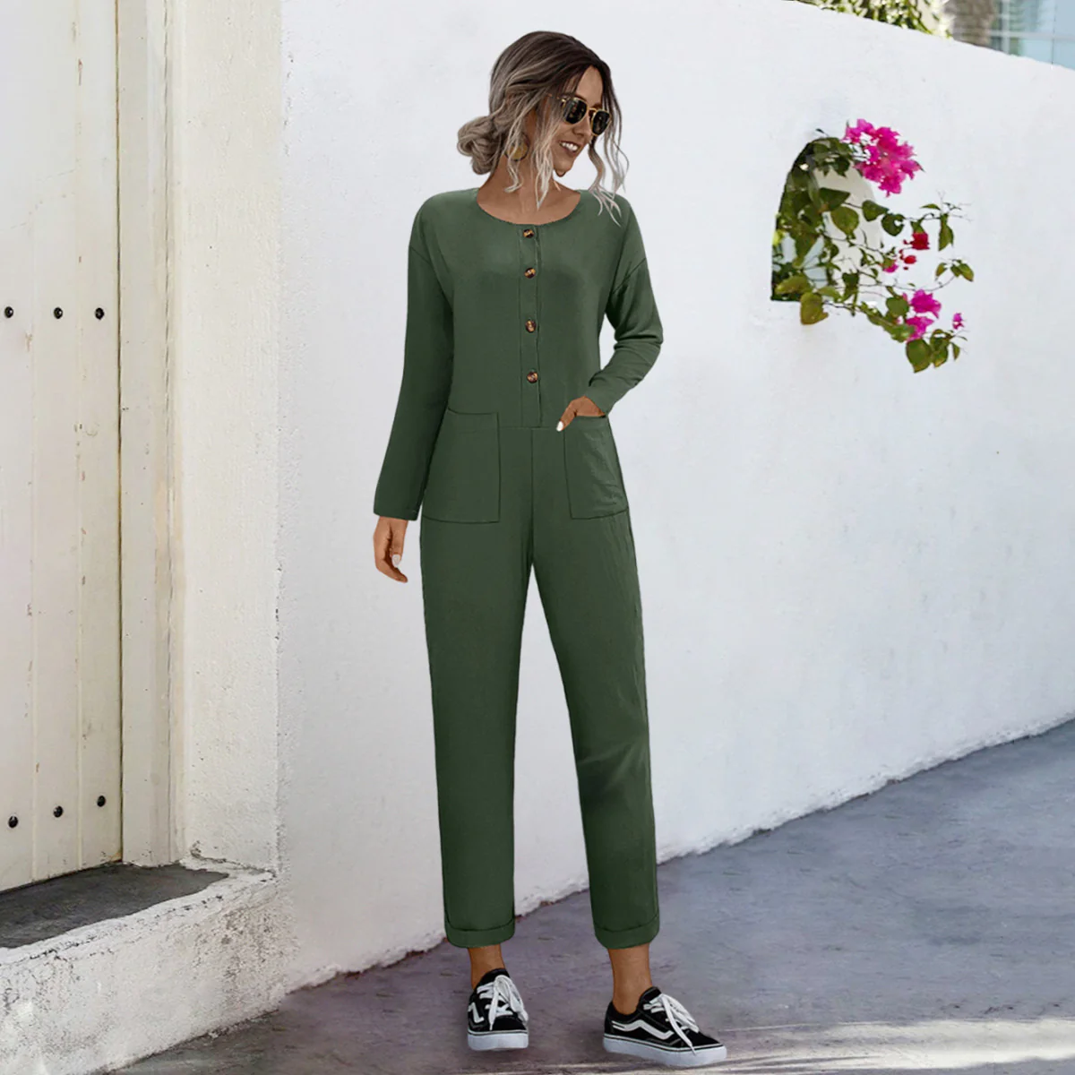 Damen lässiger Jumpsuit mit praktischen Taschen und elegantem Knopfdesign Heidi-Mode - Image 6