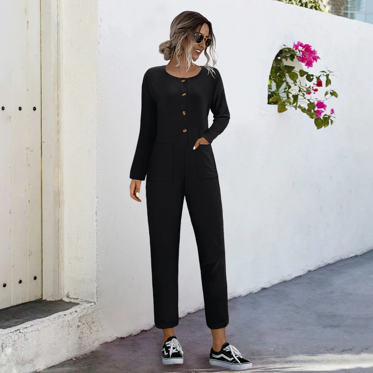 Damen lässiger Jumpsuit mit praktischen Taschen und elegantem Knopfdesign Heidi-Mode - Image 8