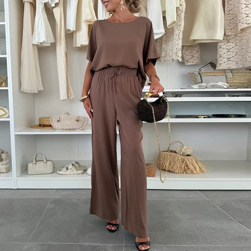 Damen Lässiger Jumpsuit mit weitem Bein und Taillenzug Heidi-Mode - Image 7