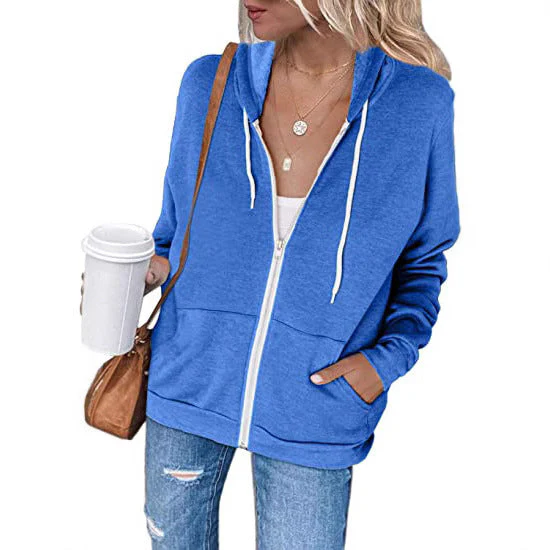 Damen Lässiger Kapuzenpullover mit Durchgehendem Reißverschluss und Praktischen Taschen Heidi-Mode - Image 2