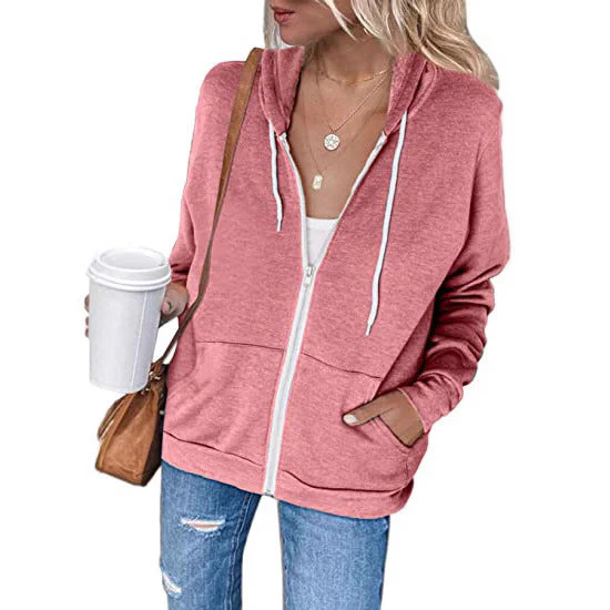 Damen Lässiger Kapuzenpullover mit Durchgehendem Reißverschluss und Praktischen Taschen Heidi-Mode - Image 3