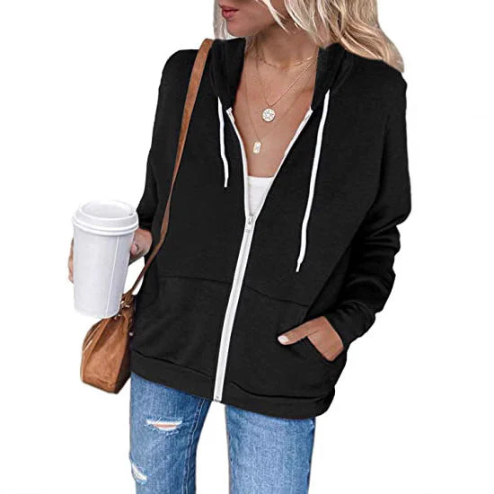Damen Lässiger Kapuzenpullover mit Durchgehendem Reißverschluss und Praktischen Taschen Heidi-Mode - Image 4