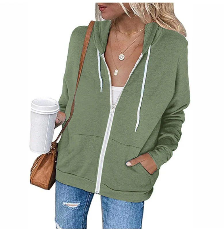 Damen Lässiger Kapuzenpullover mit Durchgehendem Reißverschluss und Praktischen Taschen Heidi-Mode - Image 8