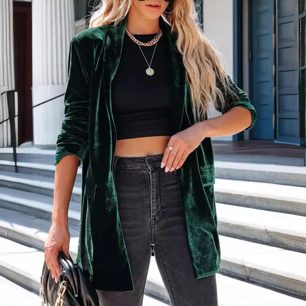 Damen Lässiger Longcardigan mit Seitlichen Taschen und Offenem Schnitt Heidi-Mode - Image 3