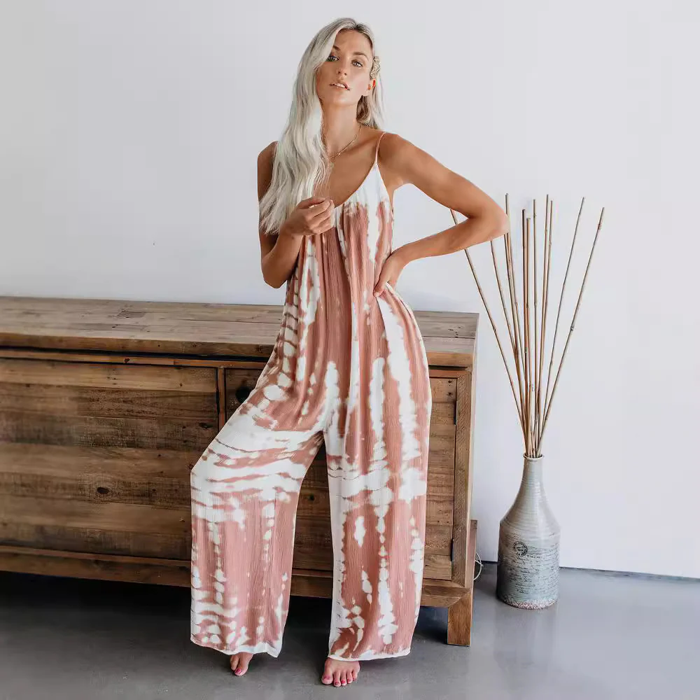 Damen Lässiger Maxijumpsuit aus leichtem Stoff mit Tie-Dye-Muster Heidi-Mode - Image 10