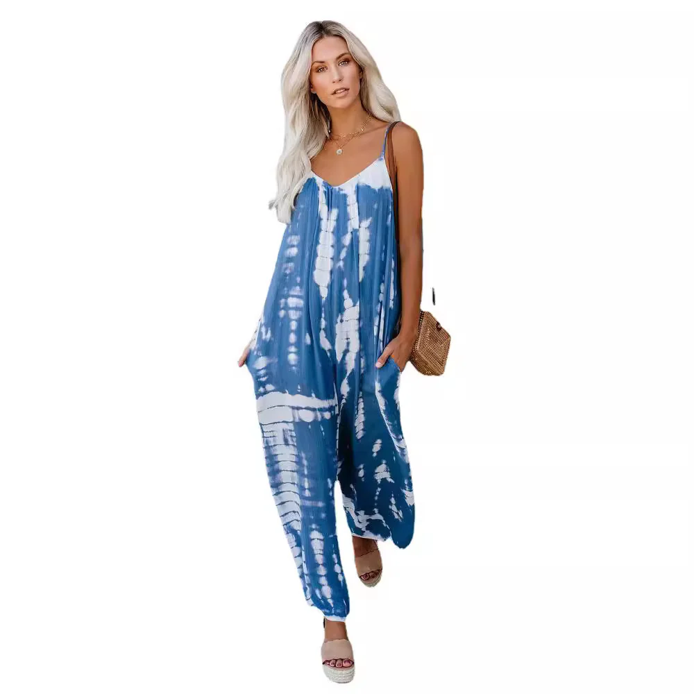 Damen Lässiger Maxijumpsuit aus leichtem Stoff mit Tie-Dye-Muster Heidi-Mode - Image 12