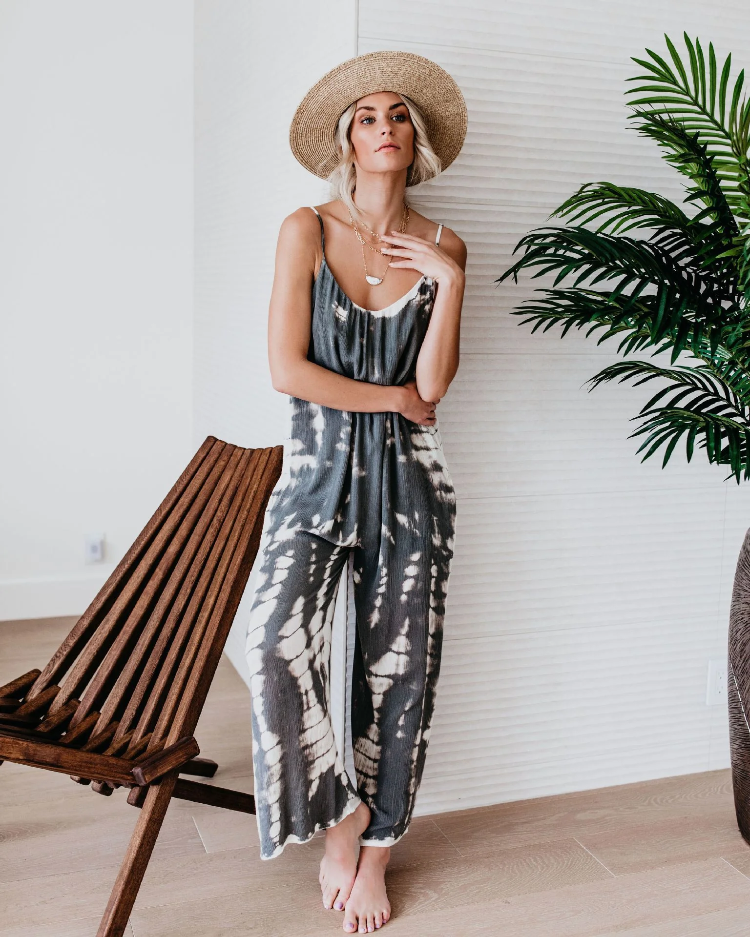 Damen Lässiger Maxijumpsuit aus leichtem Stoff mit Tie-Dye-Muster Heidi-Mode - Image 13
