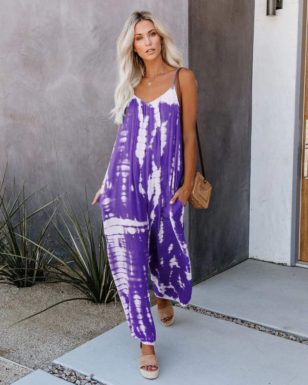 Damen Lässiger Maxijumpsuit aus leichtem Stoff mit Tie-Dye-Muster Heidi-Mode - Image 15