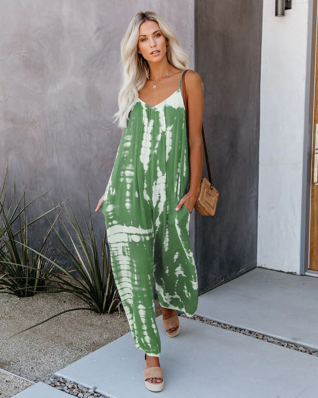 Damen Lässiger Maxijumpsuit aus leichtem Stoff mit Tie-Dye-Muster Heidi-Mode - Image 6