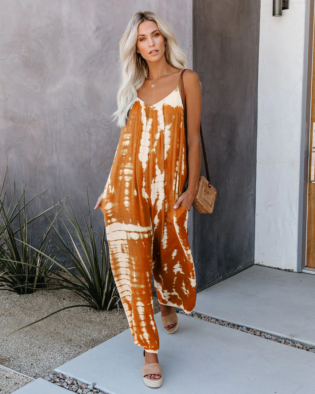 Damen Lässiger Maxijumpsuit aus leichtem Stoff mit Tie-Dye-Muster Heidi-Mode - Image 7