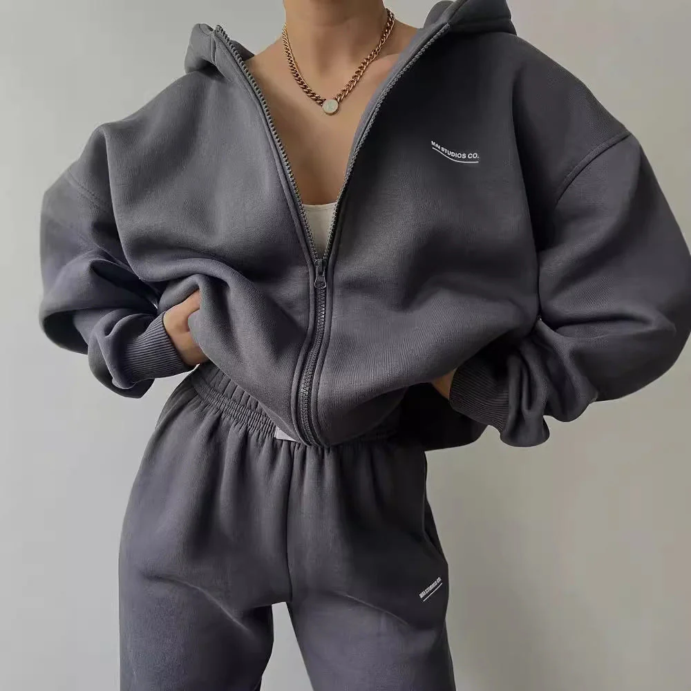 Damen Lässiger Oversized Hoodie mit Durchgehendem Reißverschluss und Praktischen Kängurutaschen Heidi-Mode - Image 4