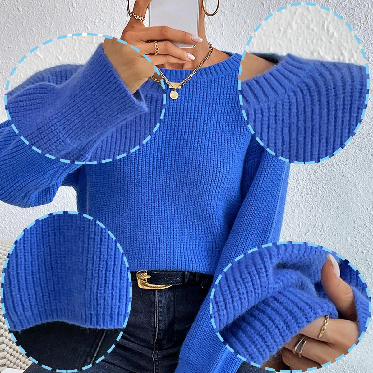 Damen Lässiger Strickpullover mit Lockerer Passform und Eleganten Rippdetails Heidi-Mode - Image 3