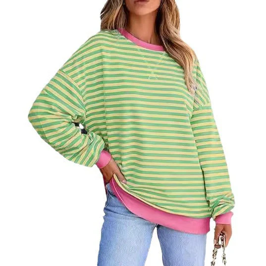 Damen Lässiger Sweater mit Breiten Streifen Heidi-Mode - Image 5