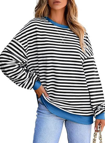 Damen Lässiger Sweater mit Breiten Streifen Heidi-Mode - Image 6
