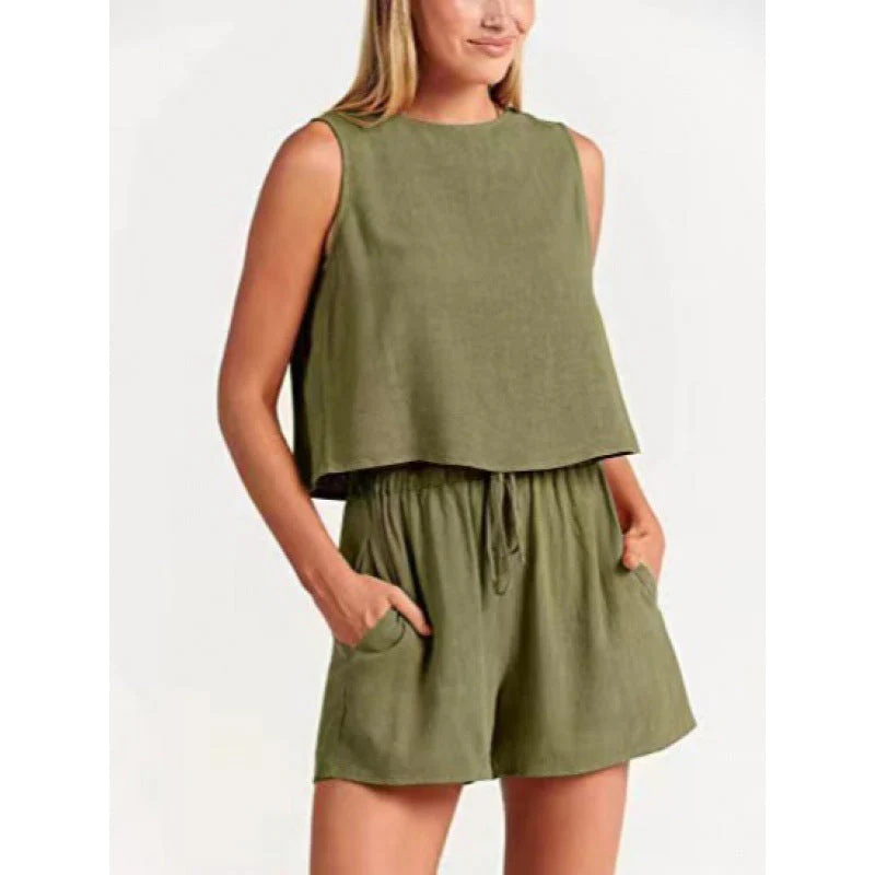Damen Lässiger Zweiteiler mit Leichtem Oberteil und Shorts Heidi-Mode - Image 3