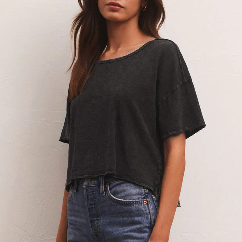Damen Lässiges Cropped T-Shirt mit Weitem Schnitt und Atmungsaktiver Baumwollqualität Heidi-Mode - Image 2