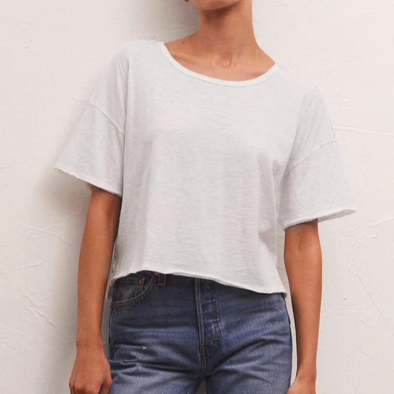 Damen Lässiges Cropped T-Shirt mit Weitem Schnitt und Atmungsaktiver Baumwollqualität Heidi-Mode - Image 3