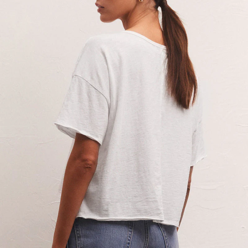 Damen Lässiges Cropped T-Shirt mit Weitem Schnitt und Atmungsaktiver Baumwollqualität Heidi-Mode - Image 4