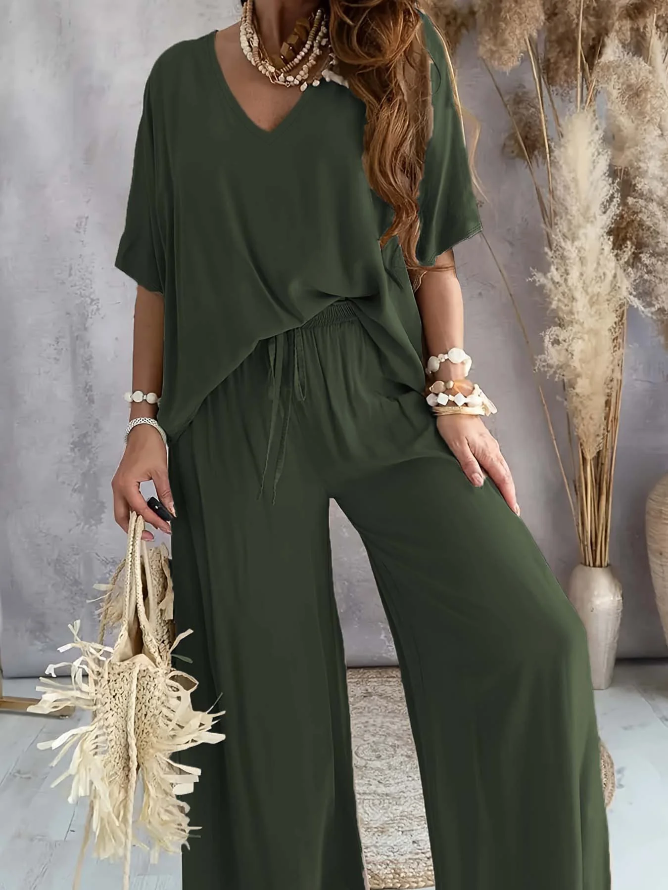 Damen Lässiges Freizeitoutfit bestehend aus lockerem Oberteil und weiten Hosen Heidi-Mode - Image 11