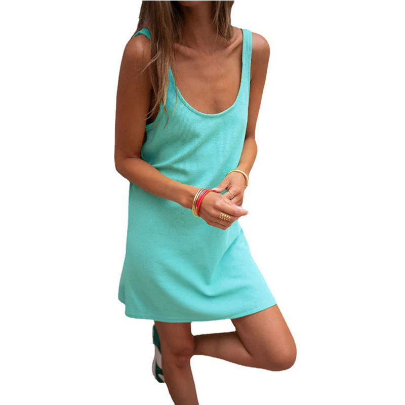 Damen Lässiges Kleid Im Raffinierten Rippschnitt mit Tiefem Ausschnitt und Schlichtem Design Heidi-Mode - Image 10