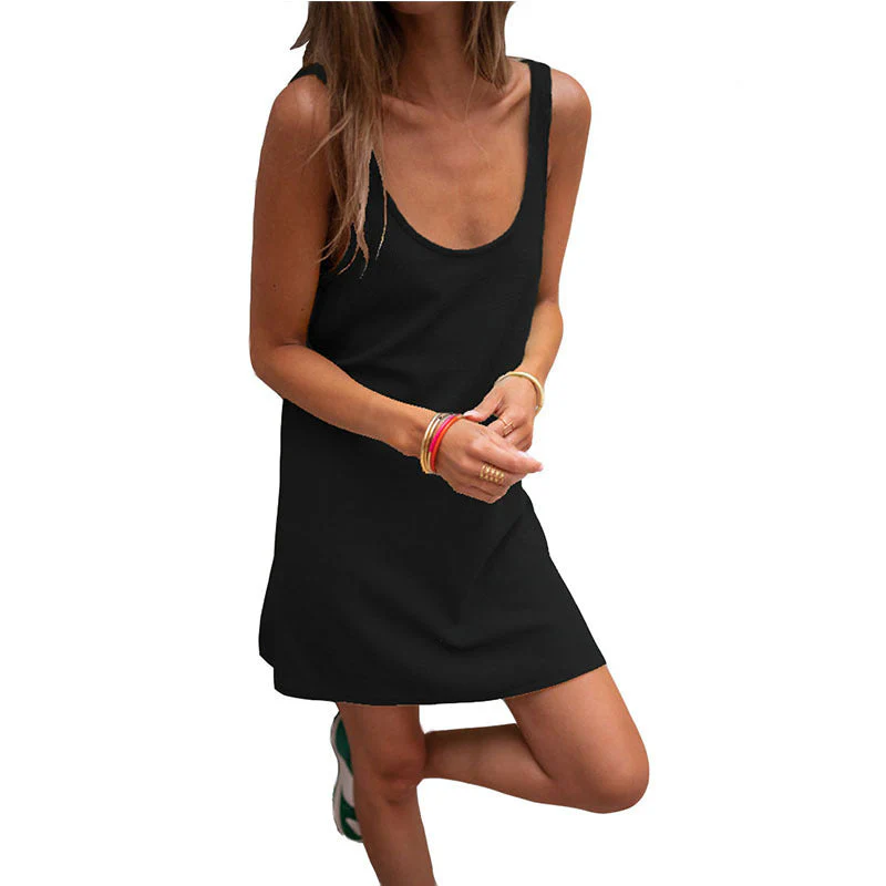 Damen Lässiges Kleid Im Raffinierten Rippschnitt mit Tiefem Ausschnitt und Schlichtem Design Heidi-Mode - Image 13