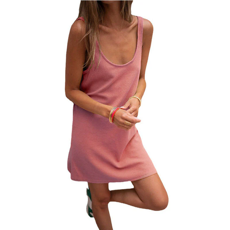 Damen Lässiges Kleid Im Raffinierten Rippschnitt mit Tiefem Ausschnitt und Schlichtem Design Heidi-Mode - Image 7