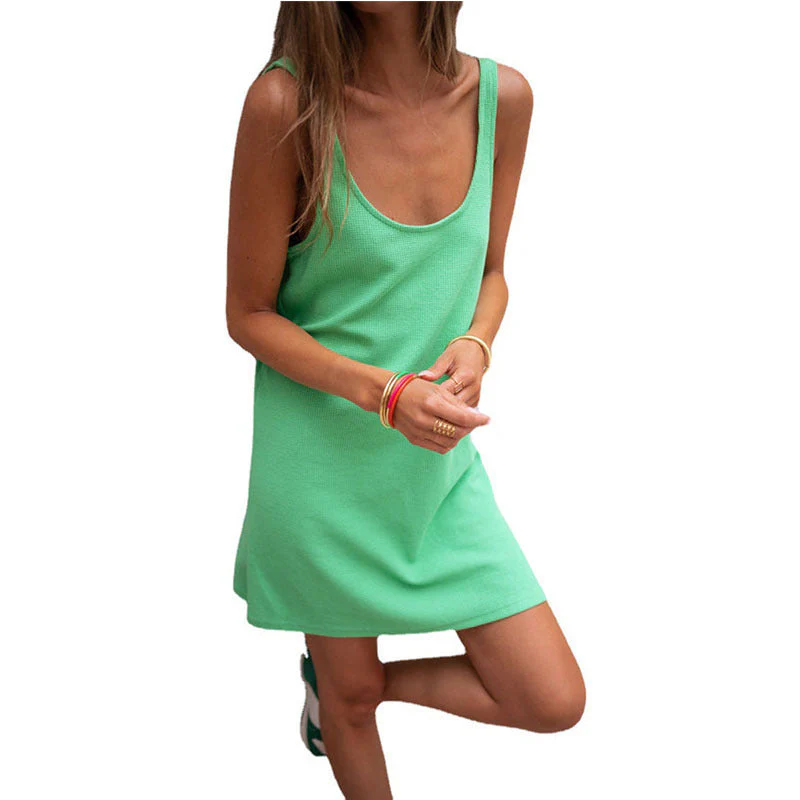 Damen Lässiges Kleid Im Raffinierten Rippschnitt mit Tiefem Ausschnitt und Schlichtem Design Heidi-Mode - Image 8