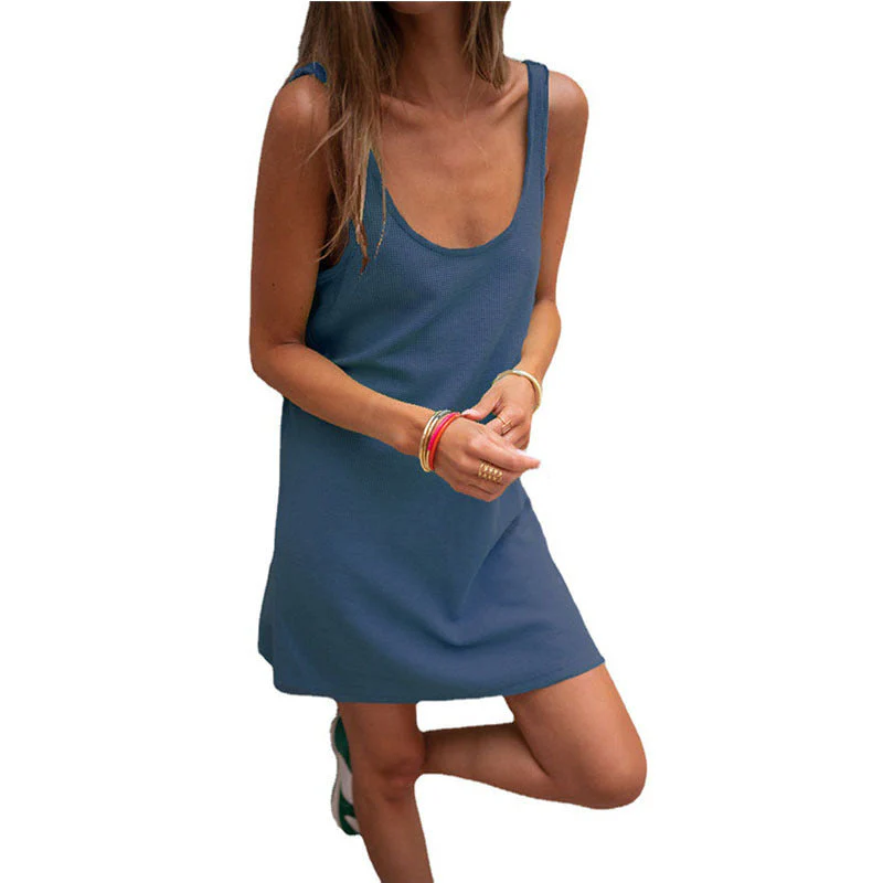 Damen Lässiges Kleid Im Raffinierten Rippschnitt mit Tiefem Ausschnitt und Schlichtem Design Heidi-Mode - Image 9