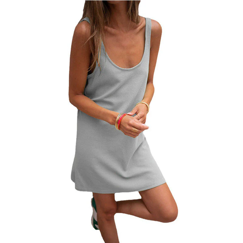 Damen Lässiges Kleid Im Raffinierten Rippschnitt mit Tiefem Ausschnitt und Schlichtem Design Heidi-Mode - Image 4