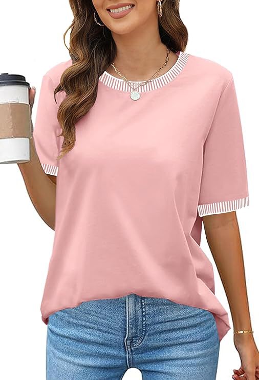 Damen Lässiges Kurzarm-Shirt mit Modischem Streifenkragen Heidi-Mode - Image 22
