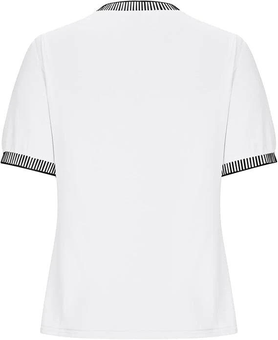 Damen Lässiges Kurzarm-Shirt mit Modischem Streifenkragen Heidi-Mode - Image 3