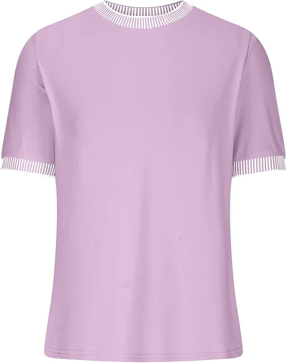 Damen Lässiges Kurzarm-Shirt mit Modischem Streifenkragen Heidi-Mode - Image 6