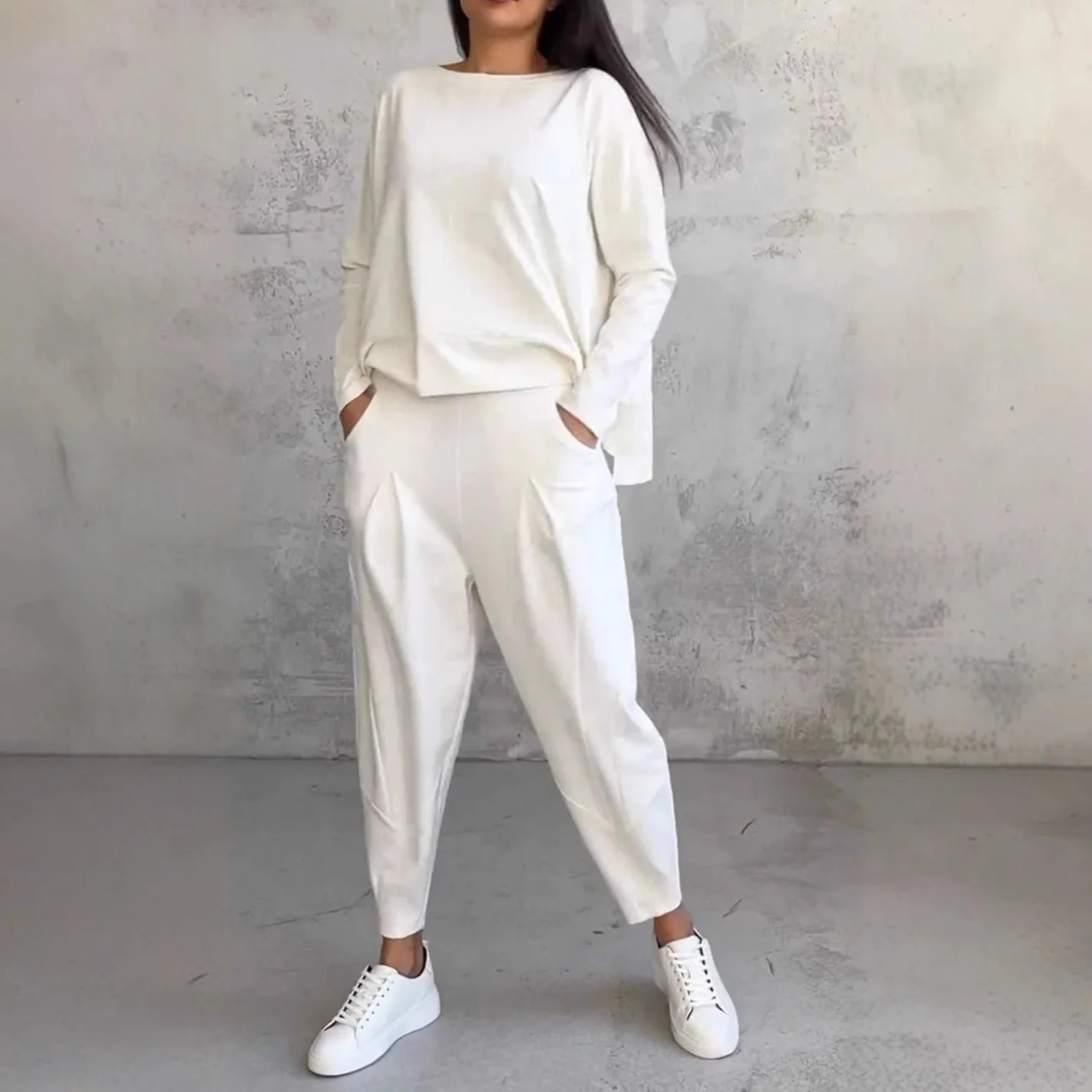 Jogginganzug Damen Lounge-Set mit weiten Ärmeln und Taschen - Image 12