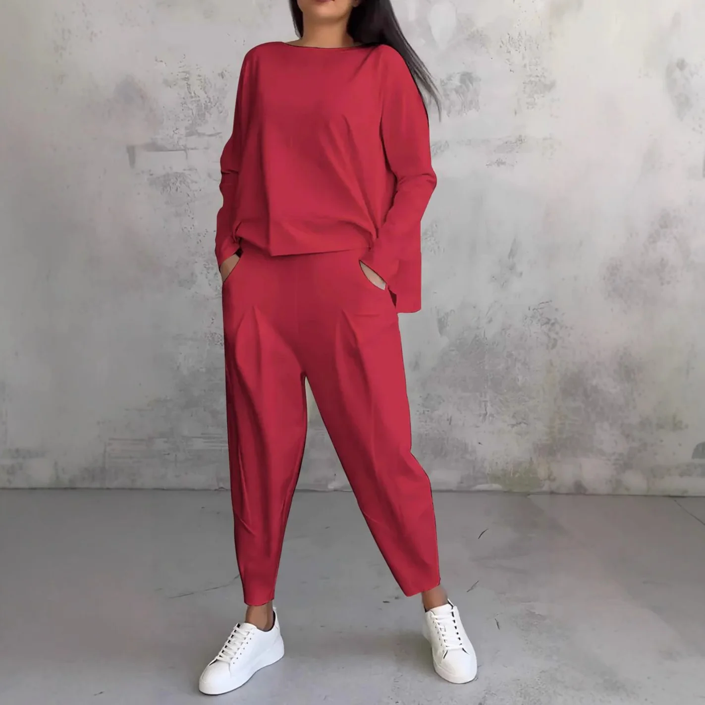 Jogginganzug Damen Lounge-Set mit weiten Ärmeln und Taschen - Image 13