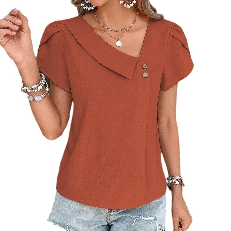 Damen Lässiges Oberteil mit Elegantem V-Ausschnitt und Knopfdetails Heidi-Mode - Image 2