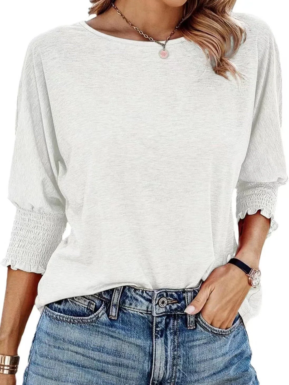Damen Lässiges Oberteil mit Rüschendetails und Weit Geschnittenen Ärmeln Heidi-Mode - Image 14