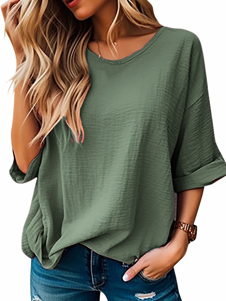 Damen lässiges Oversized T-Shirt mit modischem Strukturdesign Heidi-Mode - Image 6