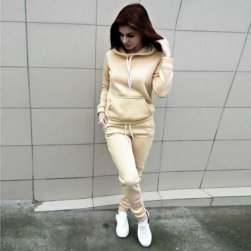 Damen Lässiges Sportanzug-Set mit Kapuze und Kängurutasche Heidi-Mode - Image 3