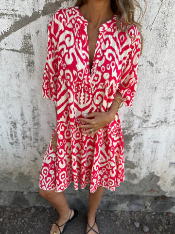 Damen Lässiges Strandkleid mit Hohen Seitenschlitzen und Modischem Druckmuster Heidi-Mode - Image 6