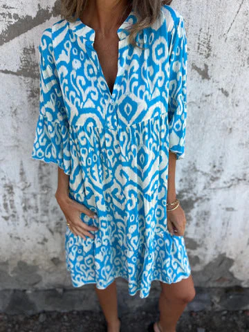 Damen Lässiges Strandkleid mit Hohen Seitenschlitzen und Modischem Druckmuster Heidi-Mode - Image 9