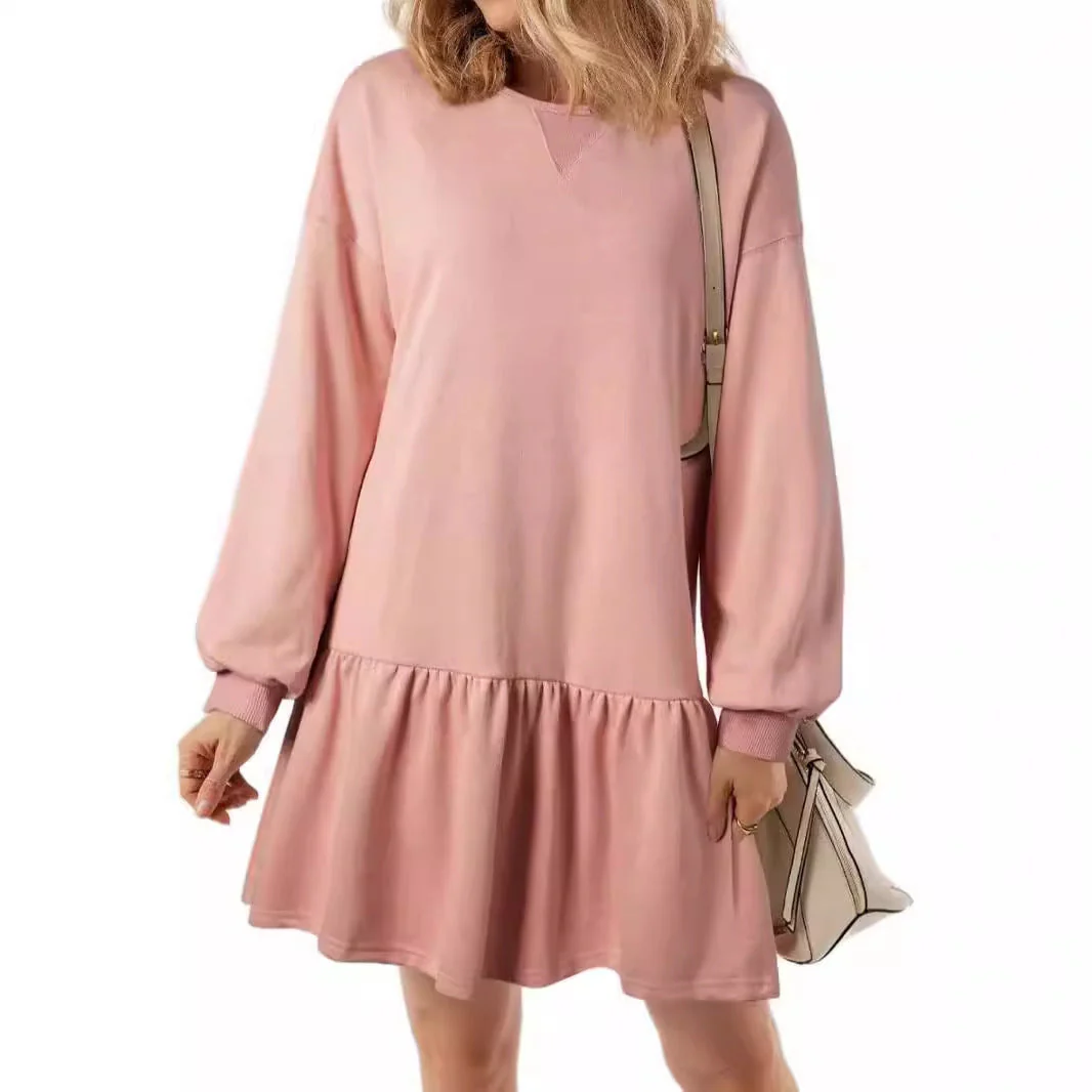 Damen Lässiges Sweatkleid mit Voluminösen Ärmeln und Rüschendetail Heidi-Mode - Image 3