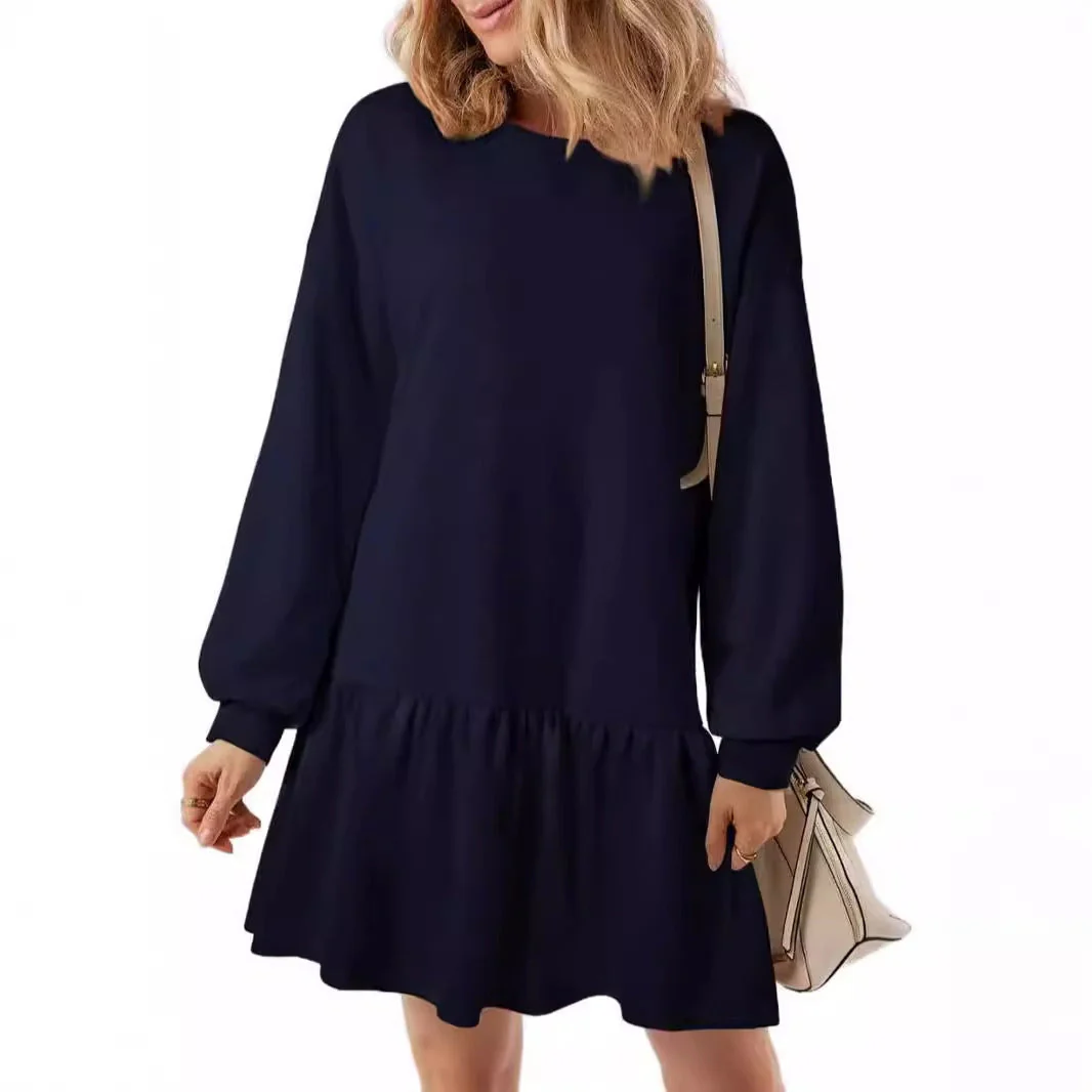 Damen Lässiges Sweatkleid mit Voluminösen Ärmeln und Rüschendetail Heidi-Mode - Image 4