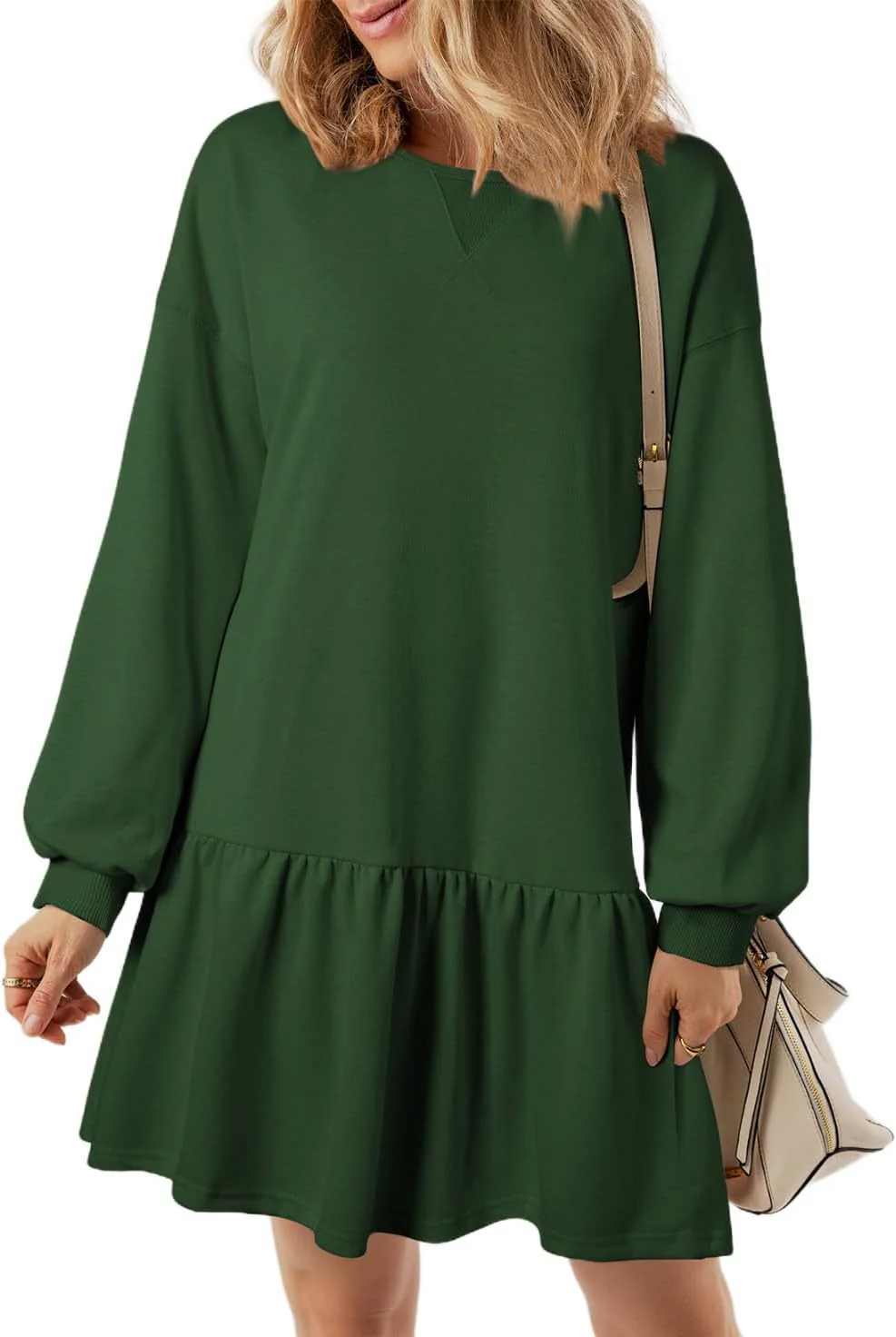 Damen Lässiges Sweatkleid mit Voluminösen Ärmeln und Rüschendetail Heidi-Mode - Image 7